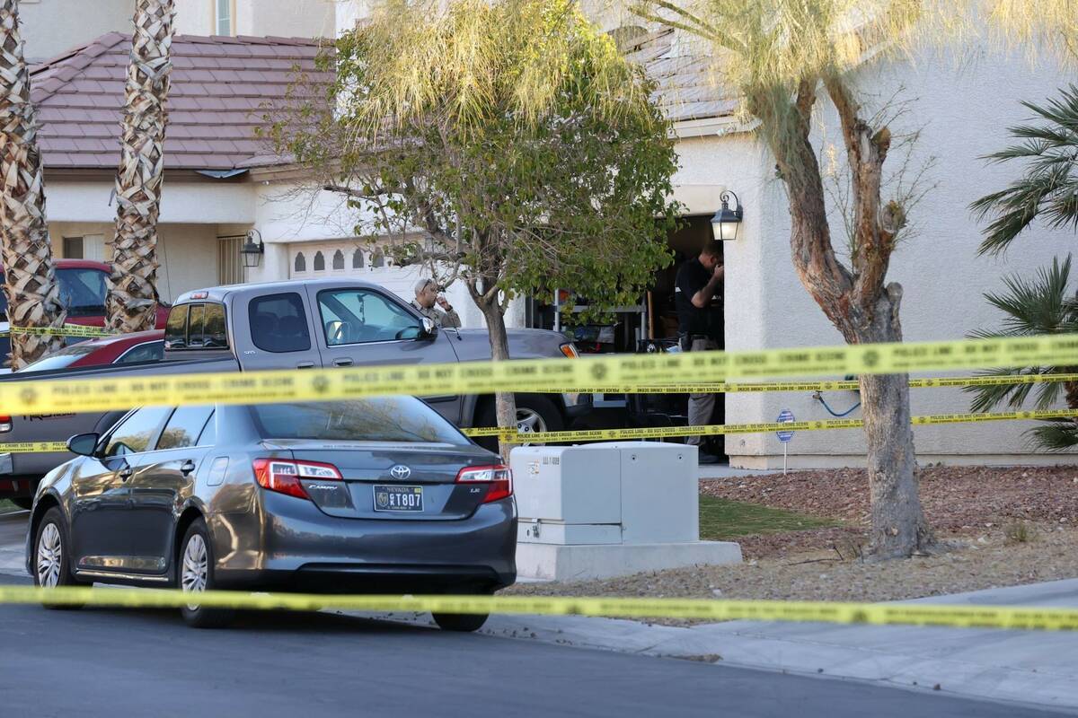 Police investigate the deaths of two people at a home in the 7600 block of Constellation Street ...