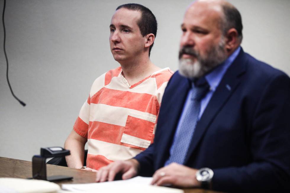 Tyler Kennedy, left, with his attorney Jason Earnest, right, at a March 15 hearing where he ple ...
