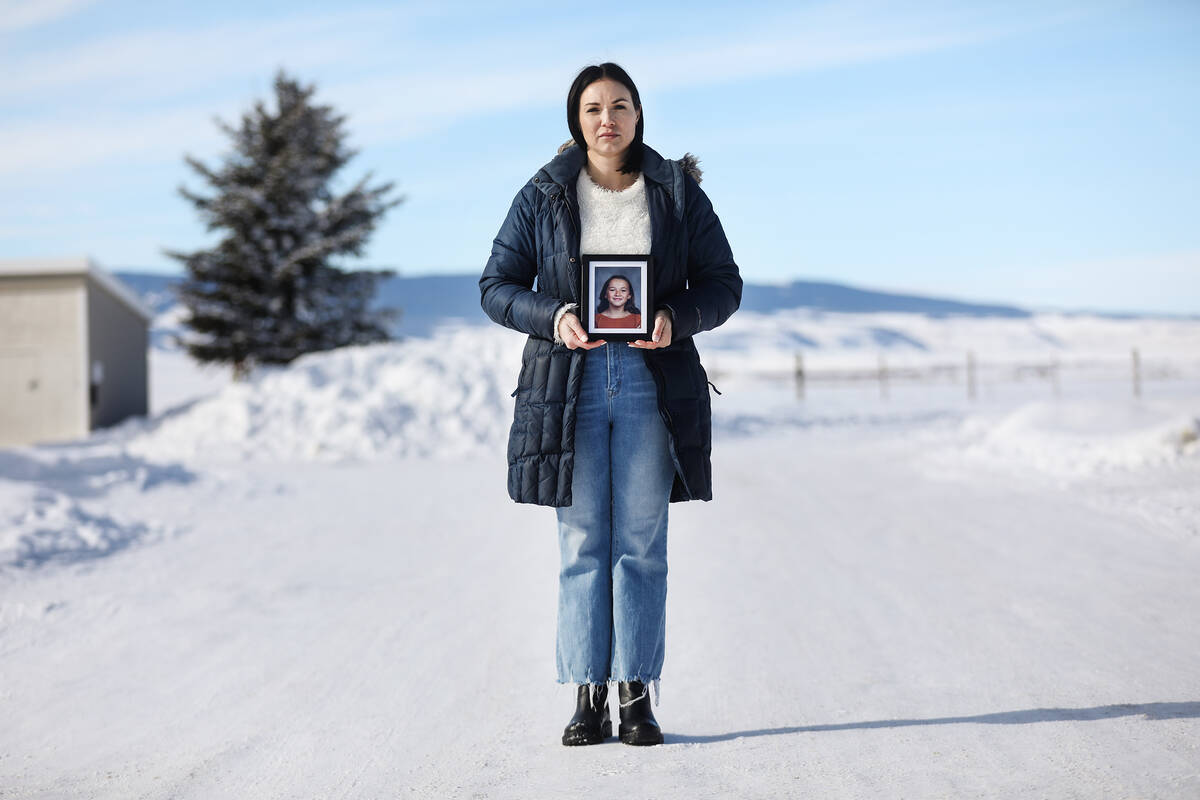 Chelsea Roberts holds a photo of her daughter Georgia Durmeier, who died in a crash in Nye Coun ...