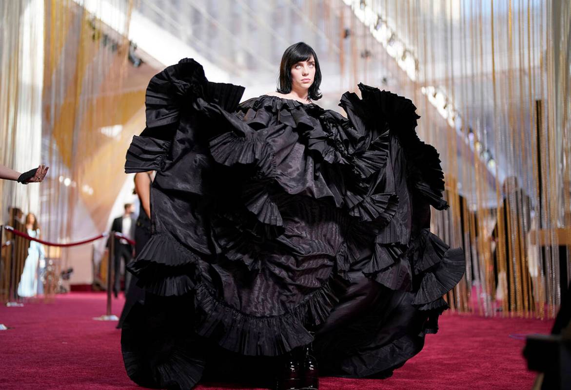 Billie Eilish arrive at the Oscars on Sunday, March 27, 2022, at the Dolby Theatre in Los Angel ...