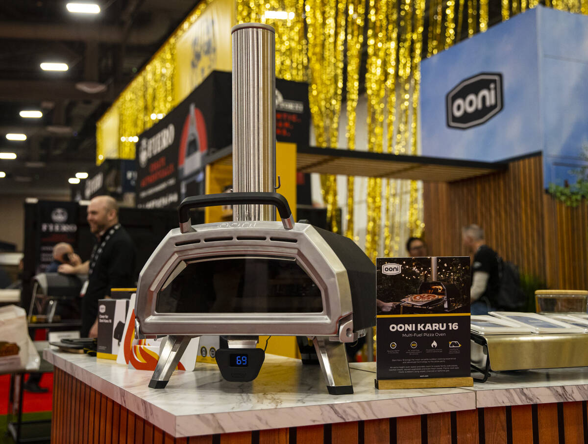 The Ooni Karu 16 multi-fuel pizza oven is seen during the International Pizza Expo at the Las V ...
