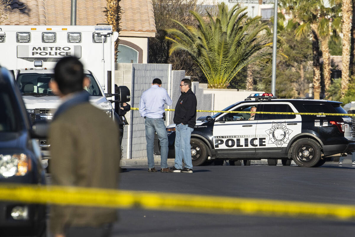 Las Vegas police investigate a homicide after a woman shot and killed her ex-boyfriend on the 2 ...