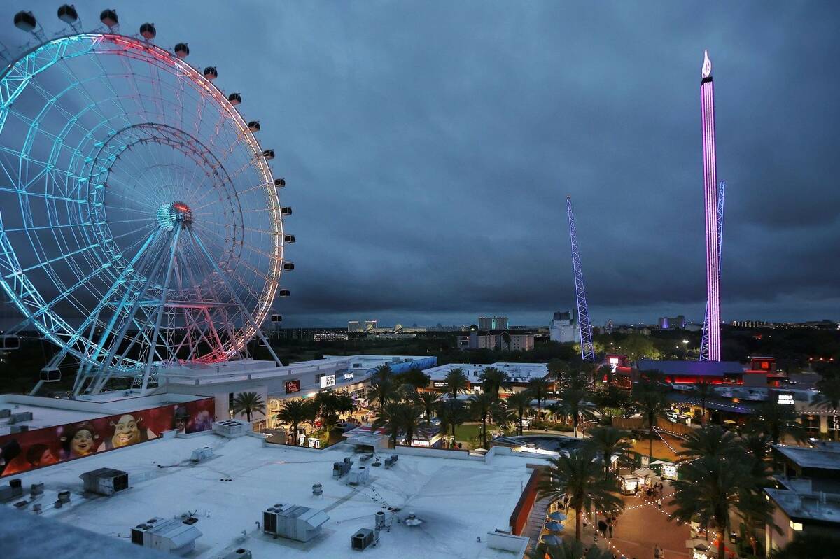 The Orlando FreeFall ride is shown at ICON Park in Orlando, Fla., on Thursday, March 24, 2022. ...