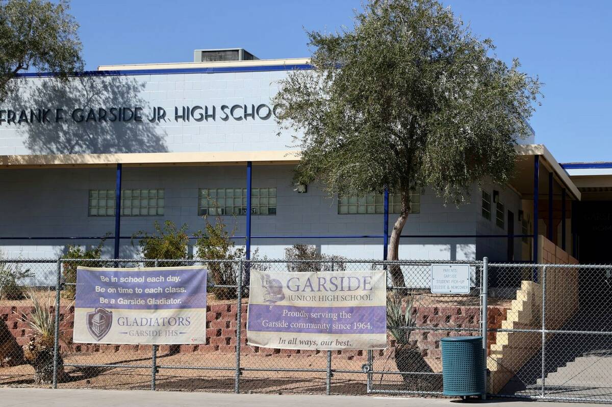 Garside Junior High School in Las Vegas Friday, March 18, 2022. (K.M. Cannon/Las Vegas Review-J ...