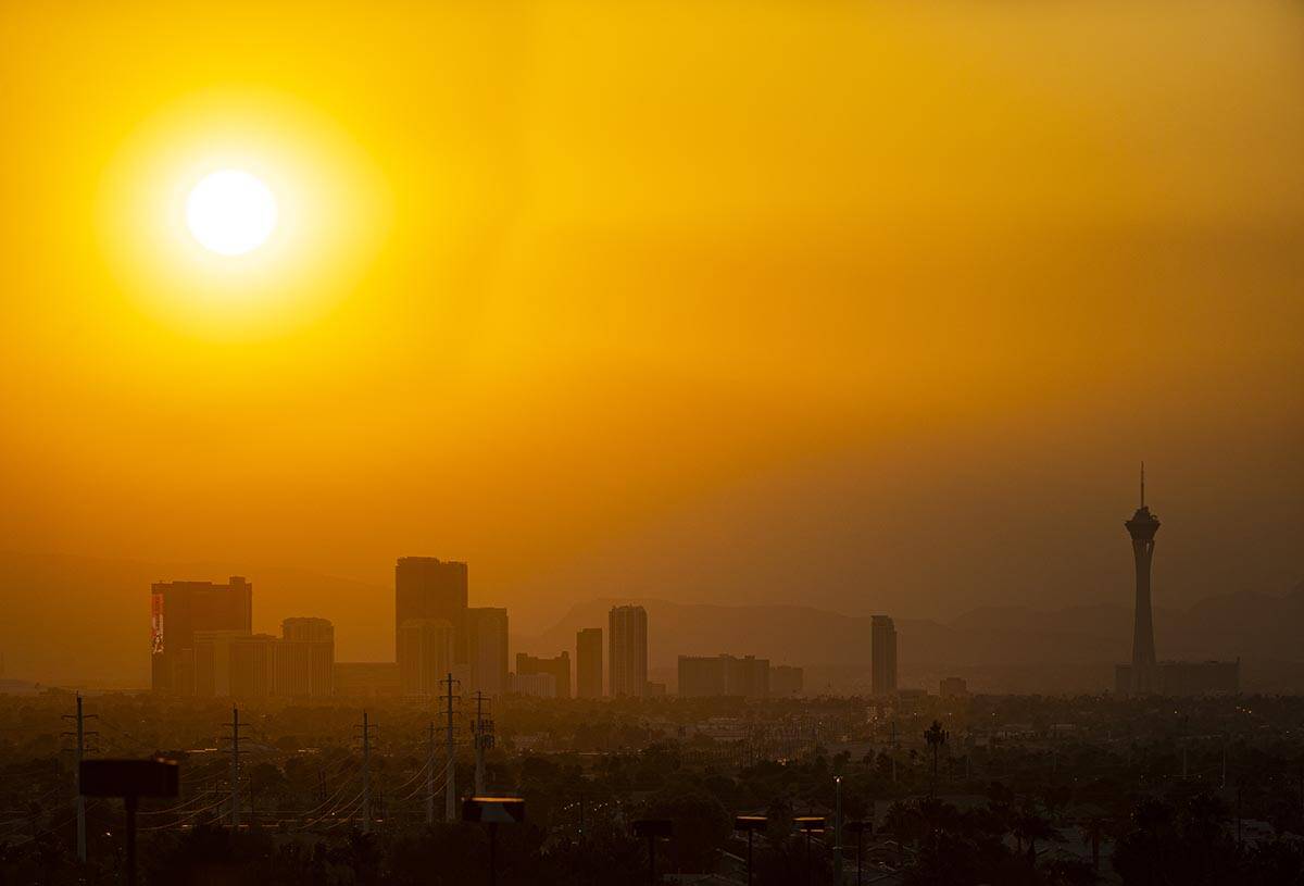Las Vegas set a record high temperature on Friday, March 25, 2022, and is expected to do the sa ...