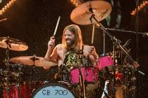 Dave Grohl, left, and Taylor Hawkins of the Foo Fighters perform at the Innings Festival at Tem ...