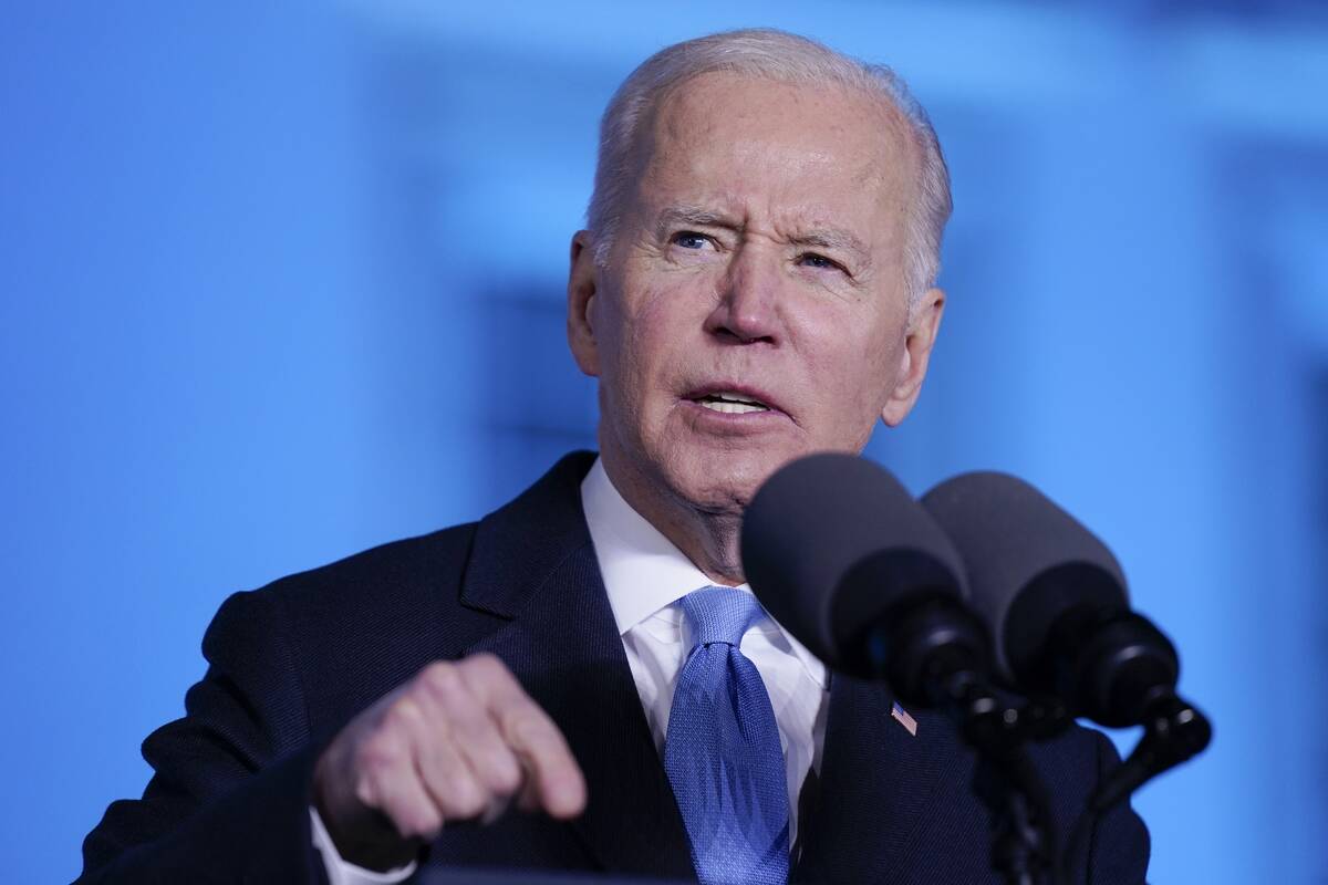 President Joe Biden delivers a speech about the Russian invasion of Ukraine, at the Royal Castl ...