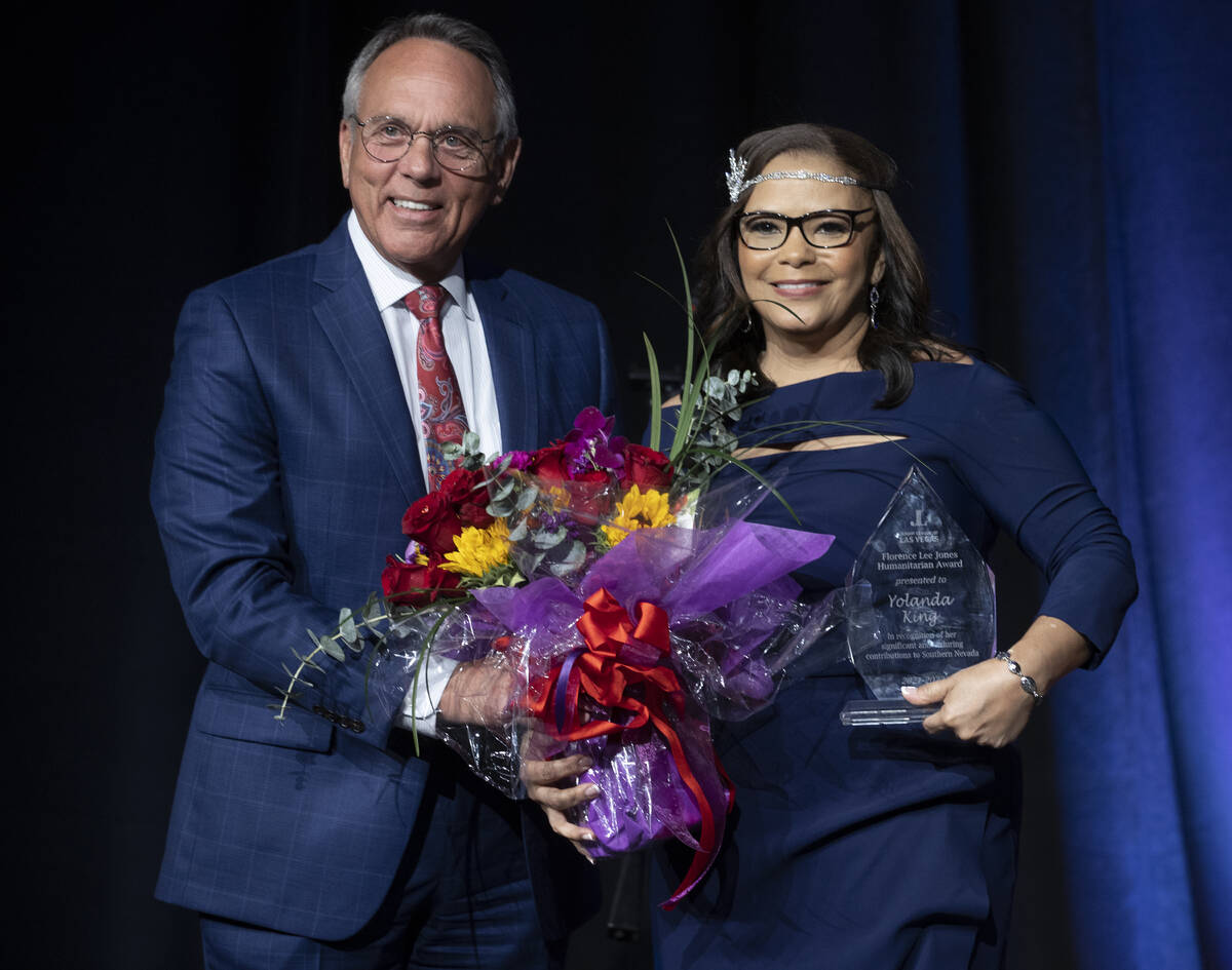 Clark County Manager Yolanda King, right, the Florence Lee Jones Humanitarian Award honoree, an ...