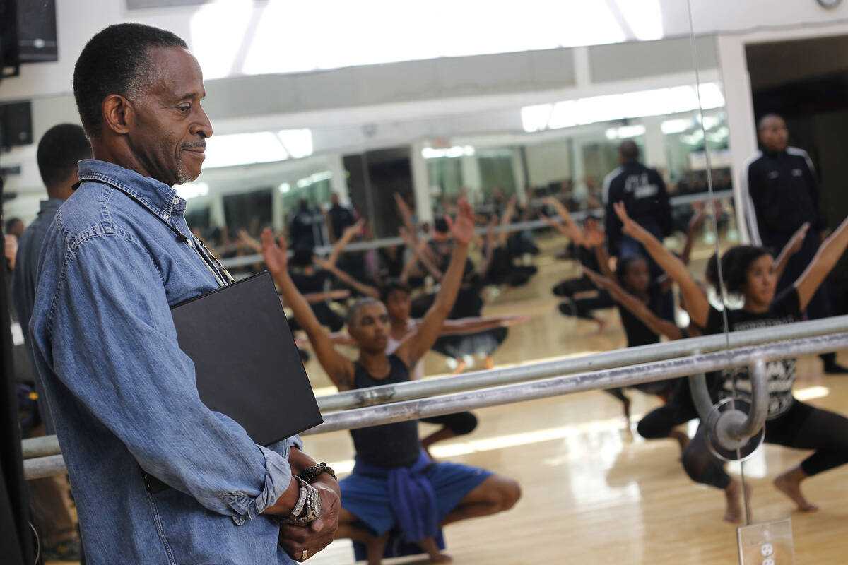 Actor Antonio Fargas, left, watches a dance class while working as a mentor at the West Las Veg ...