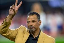 Raiders Hall of Famer Rod Woodson before an NFL football game between the Raiders and the Kansa ...