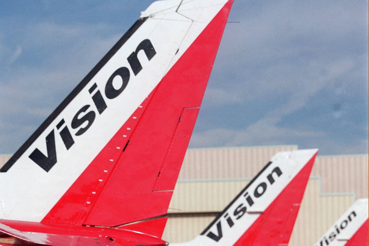 This Jan. 20, 2000, file photo shows Vision Air planes at the North Las Vegas Airport. ( Jim L ...