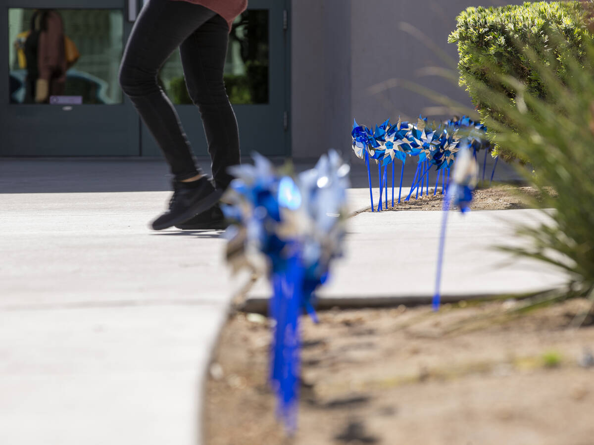 Pinwheels are planted outside the within the Clark County Family Court & Services Campus on ...