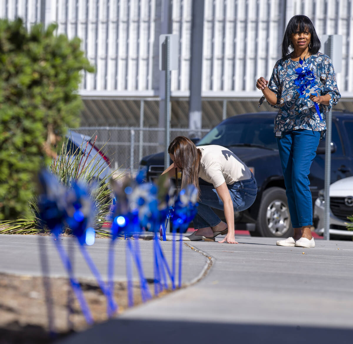 Cheryl Cooley, right, executive director of the Southern Nevada Children’s Advocacy Center, p ...