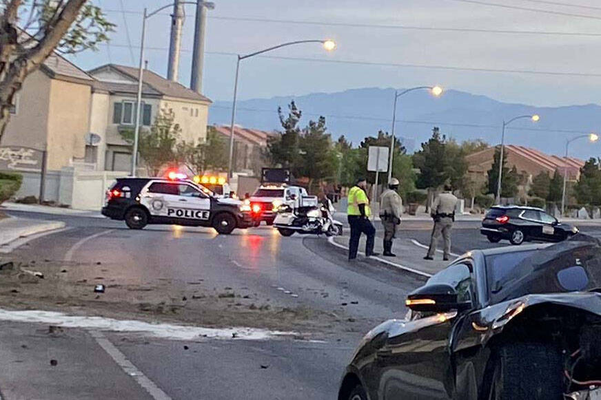 A high speed crash took out a wall and a tree in southern Las Vegas early Thursday. (Glenn Puit ...