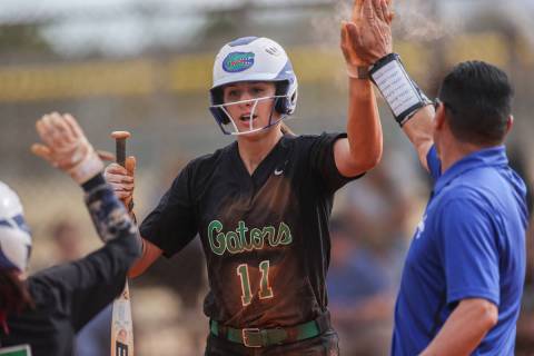 Green Valley’s Avari Morris is shown during a high school softball game against Palo Verde on ...