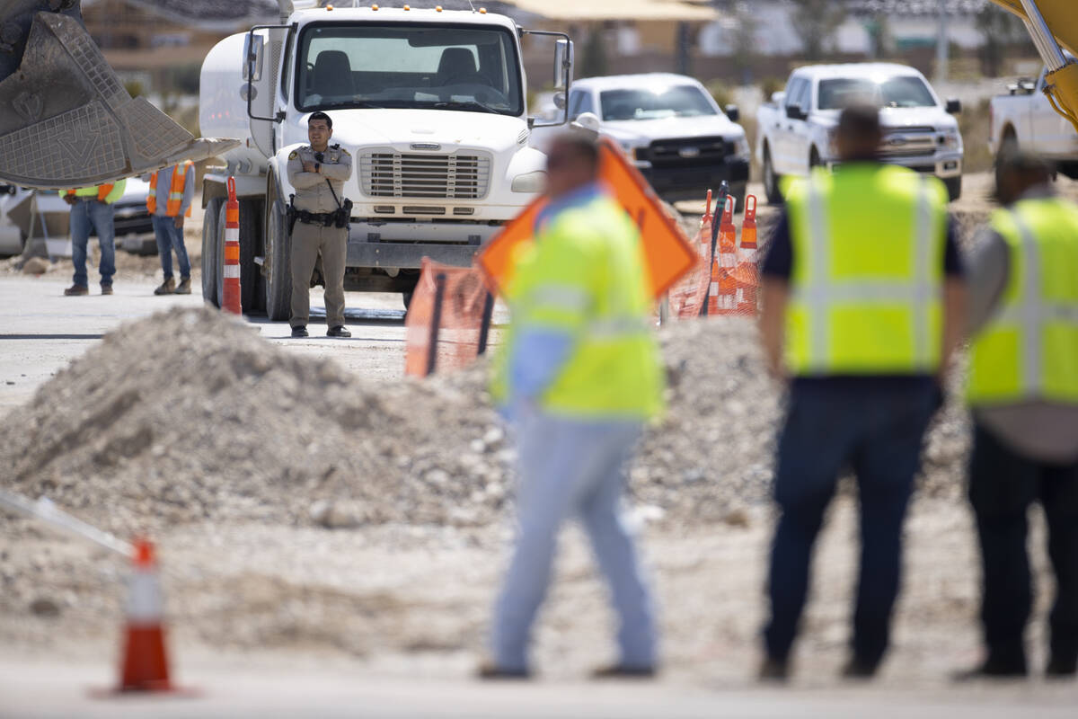 Las Vegas police and firefighters from various agencies respond to an apparent workplace fatali ...