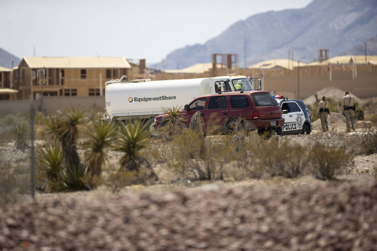 Las Vegas police and firefighters from various agencies respond to an apparent workplace fatali ...