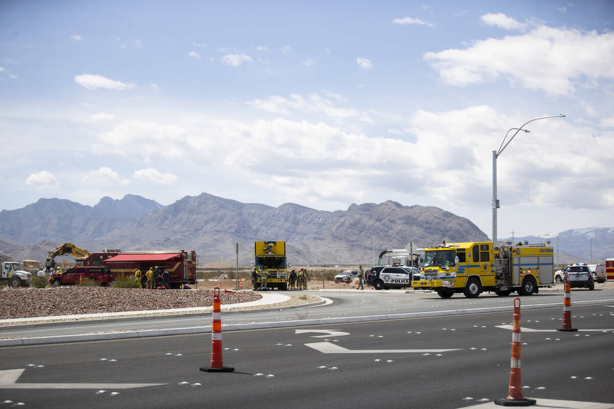 Las Vegas police and firefighters from various agencies respond to an apparent workplace fatali ...