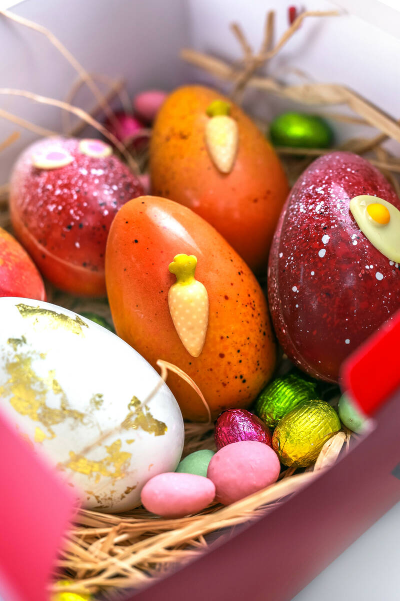 Colorful candy eggs from the dessert selection to be served at Veranda at the Four Seasons Hote ...