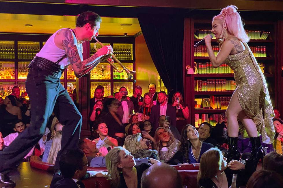 Brian Newman and Lady Gaga perform at NoMad Restaurant at Park MGM on the Strip on New Years Day...