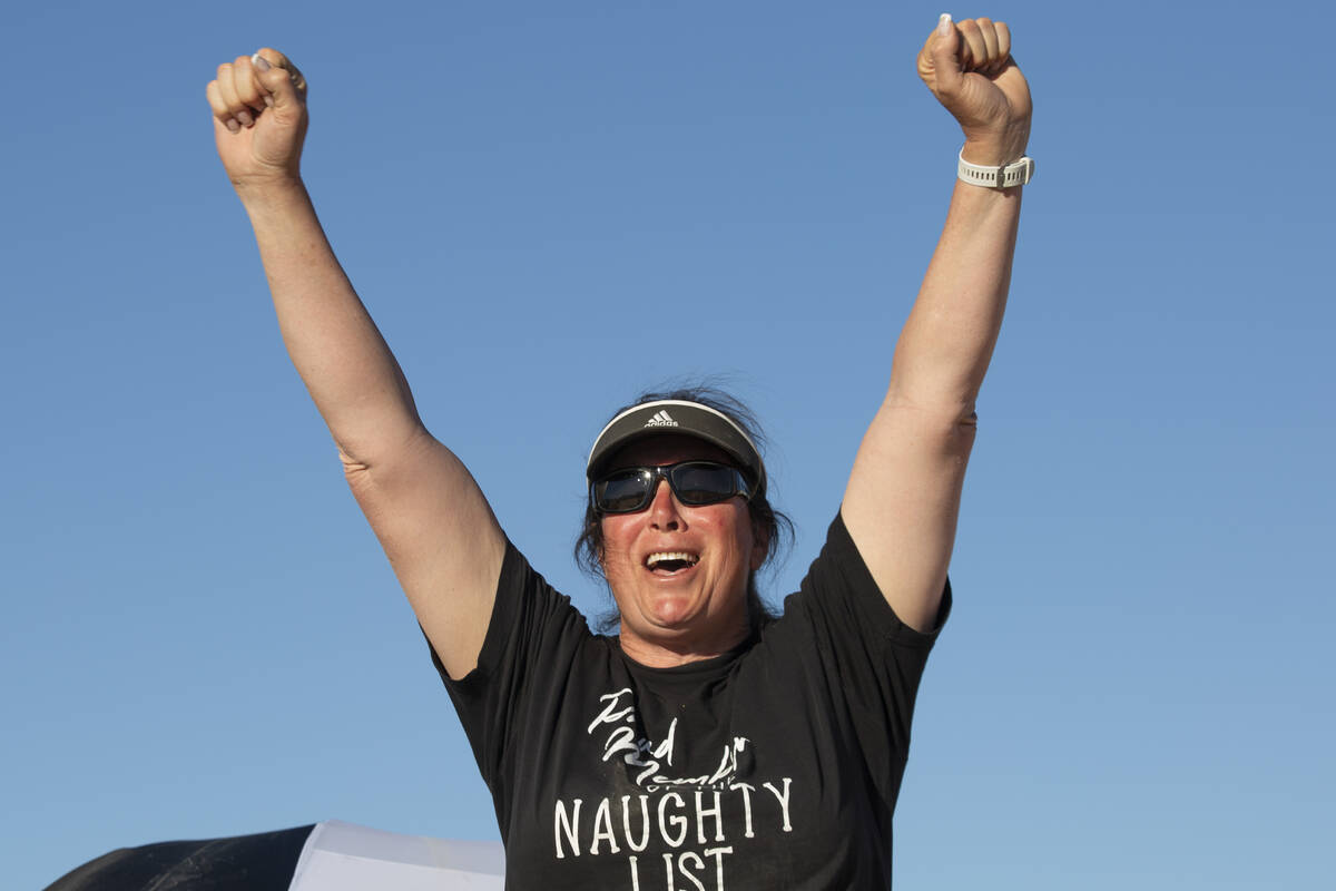 Renee Fields cheers when her win in the Manta twin class is announced during the America's Land ...