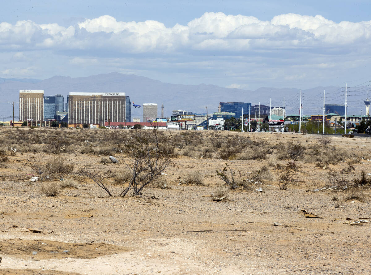 A vacant land south of the Strip is seen at Northwest corner of Las Vegas Boulevard and Windmil ...