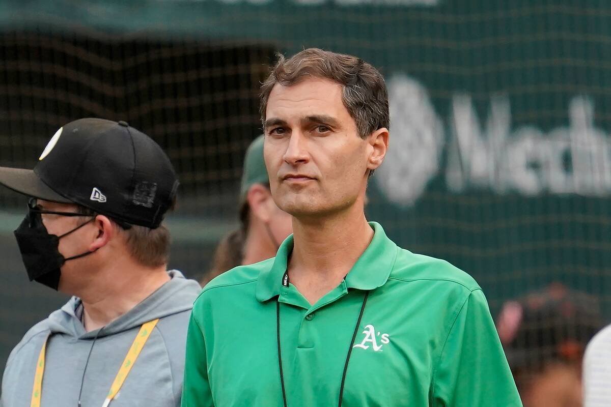Oakland Athletics President Dave Kaval is seen before a baseball game between the Athletics and ...