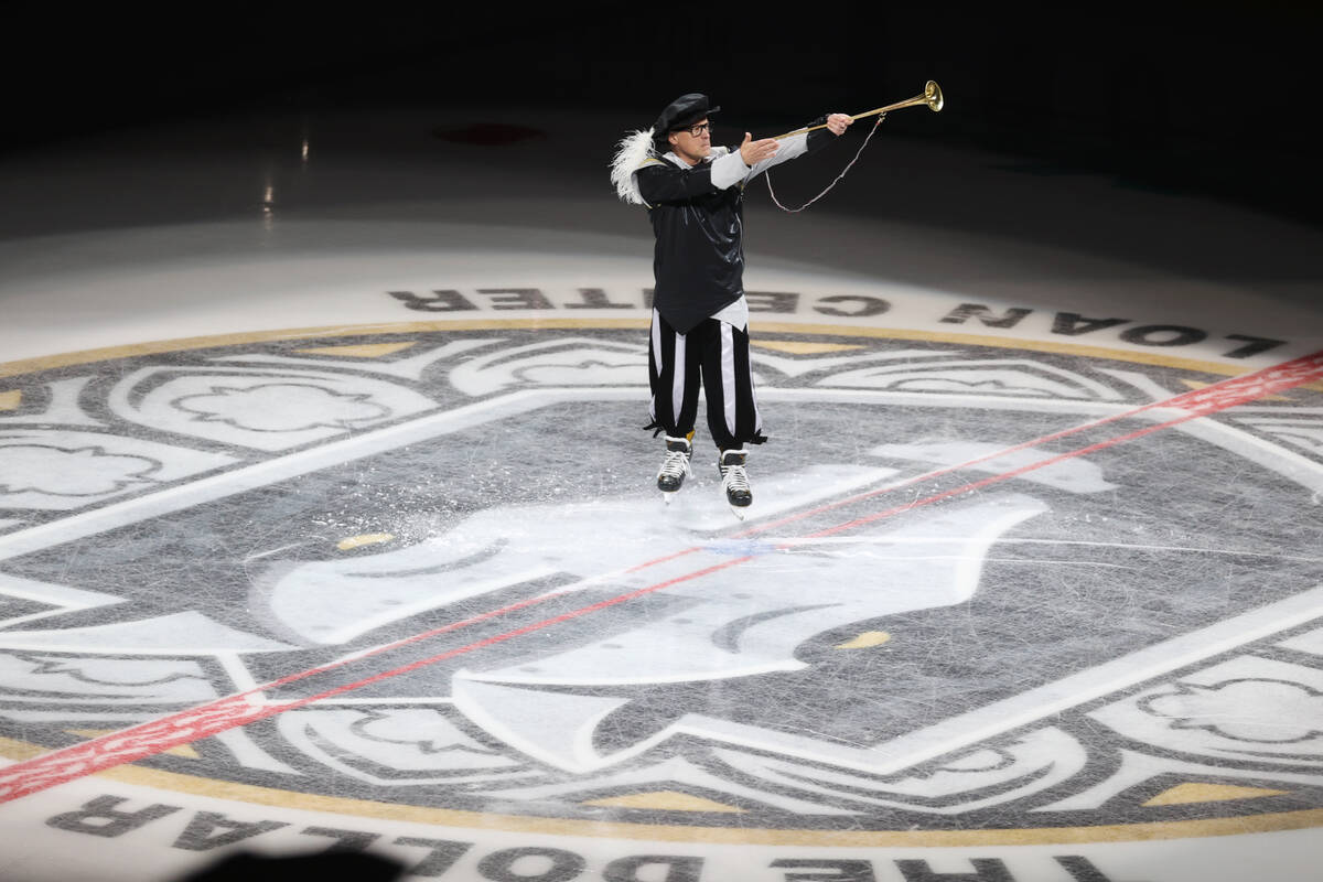 A pregame ceremony takes place on the ice at The Dollar Loan Center in Henderson before the sta ...