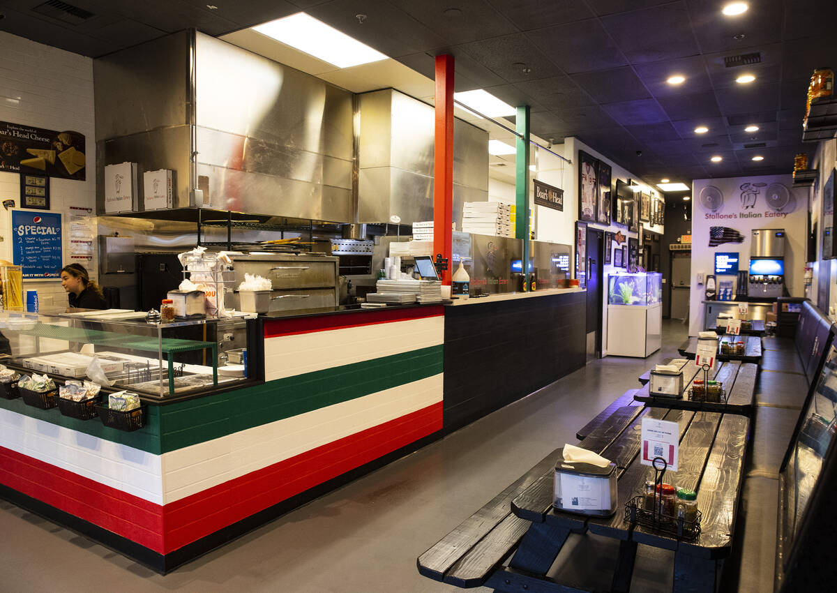Stallone's Italian Eatery is shown on 467 E. Silverado Ranch Blvd. in April 2022. (Bizuayehu Te ...
