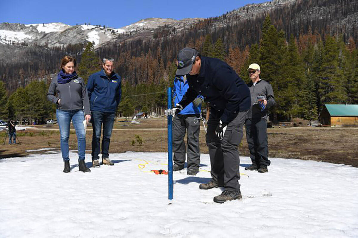 A dry scene at the critical snowpack measurement Friday, April 1, 2022, at Phillips Station in ...