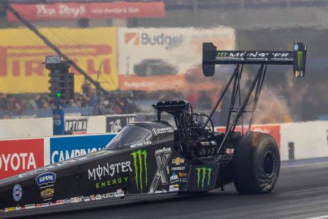 Top Fuel driver Brittany Force takes off to win in the finals of the Top Fuel eliminations at t ...