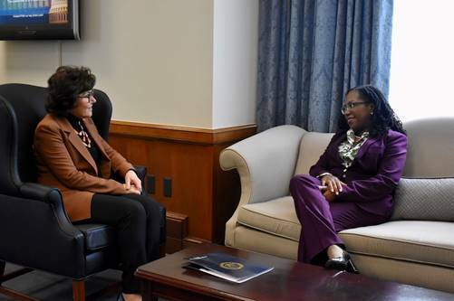 Sen. Jacky Rosen, D-Nev., meets with Supreme Court nominee Ketanji Brown Jackson in Washingto, ...