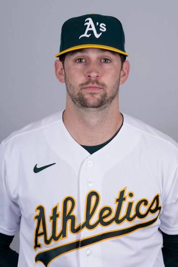 This is a 2022 photo of Sam Selman of the Oakland Athletics baseball team. This image reflects ...
