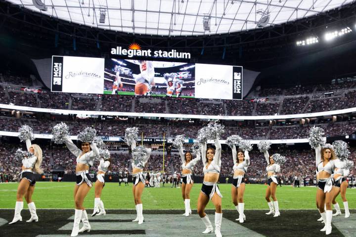The Raiderettes perform for the fans as the Raiders battle the Philadelphia Eagles during the s ...