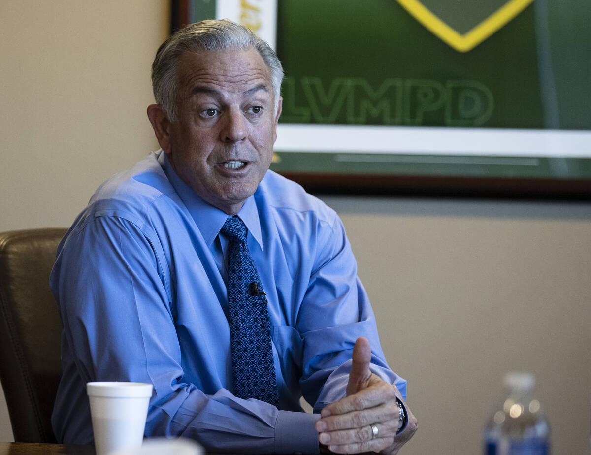 Clark County Sheriff Joe Lombardo speaks during an interview with the Review-Journal at Metropo ...