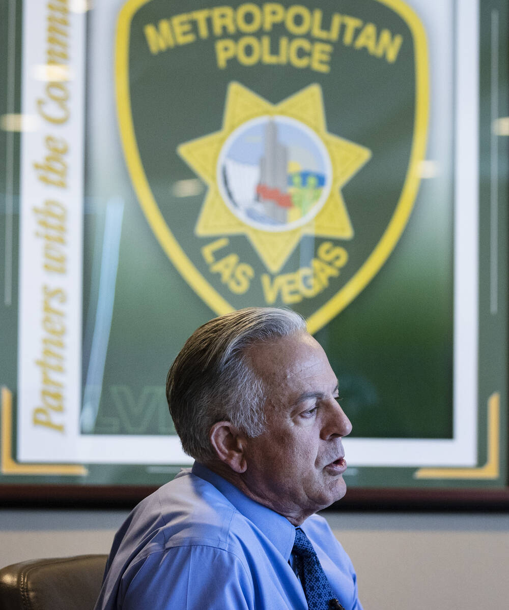 Clark County Sheriff Joe Lombardo speaks during an interview with the Review-Journal at the Met ...