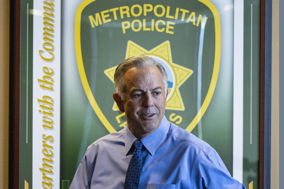 Clark County Sheriff Joe Lombardo arrives for an interview with the Review-Journal at Metropol ...