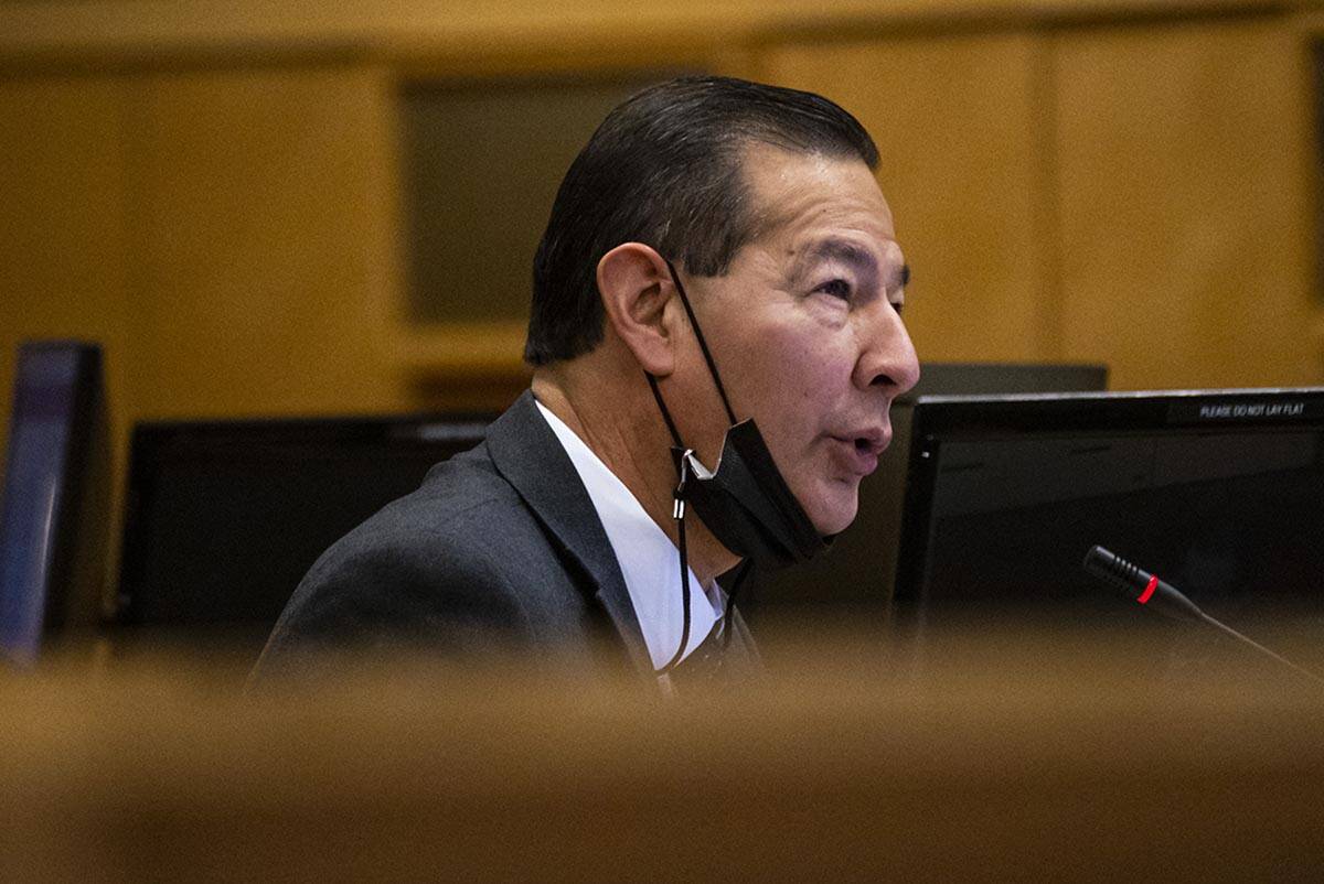 Las Vegas City Manager Jorge Cervantes speaks during a Las Vegas City Council meeting in Las Ve ...