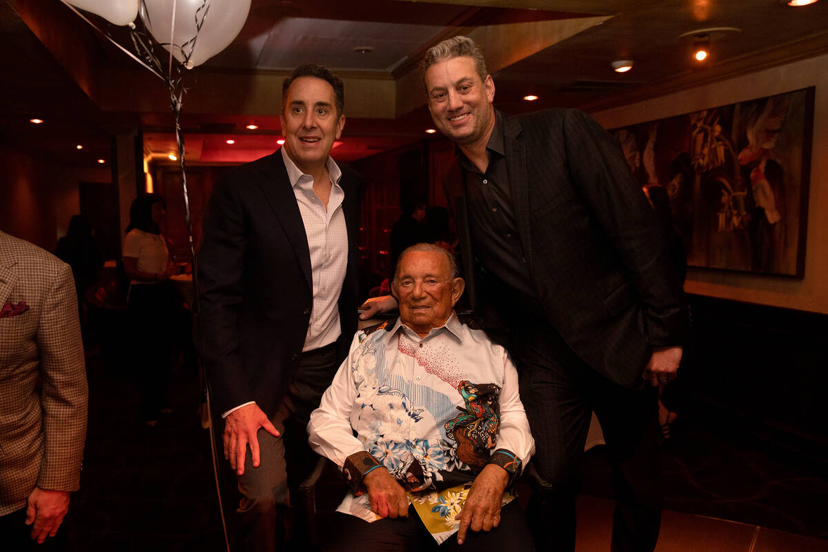Charlie Skinner, left, and owners Freddie Glusman and Evan Glusman during the 40th-anniversary ...