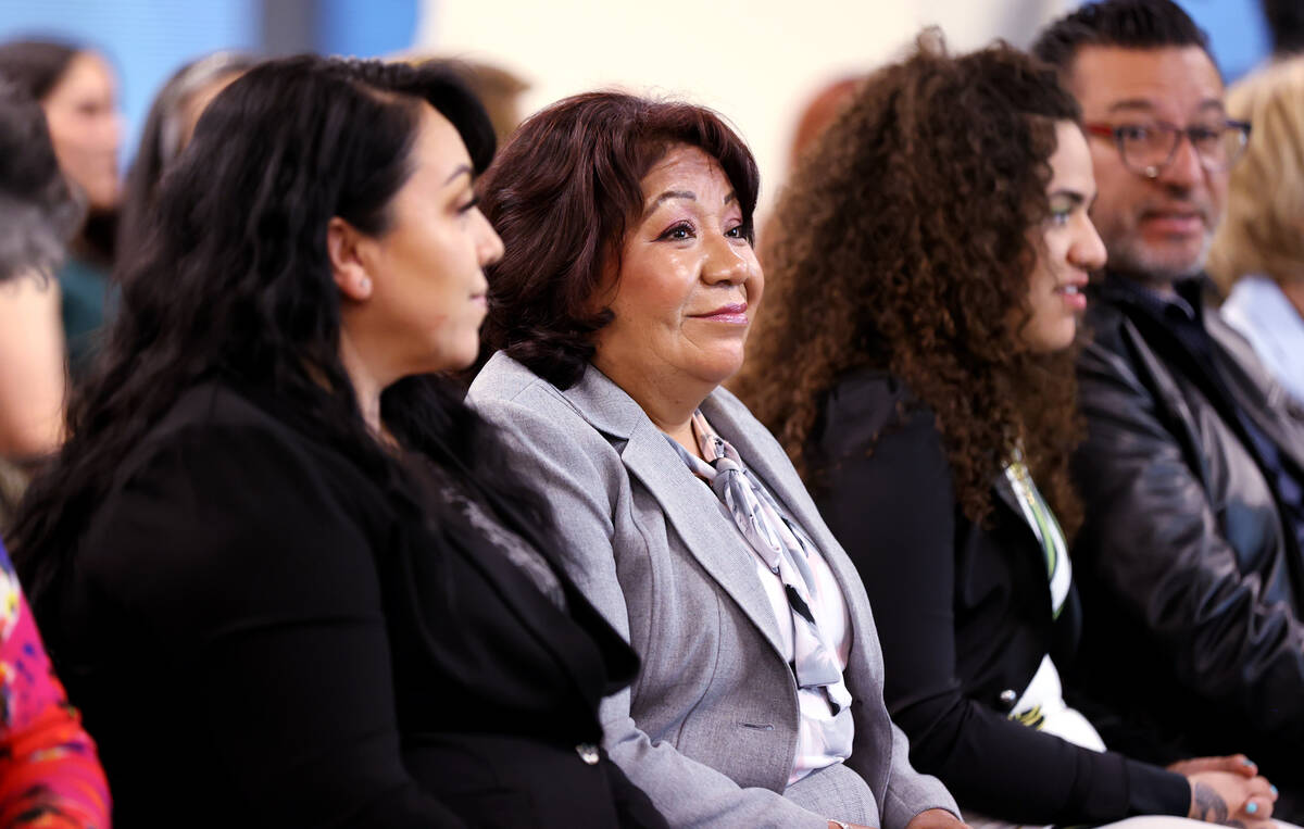 Las Vegas police Hispanic Citizens Police Academy graduates, including Antonia Bautista, center ...