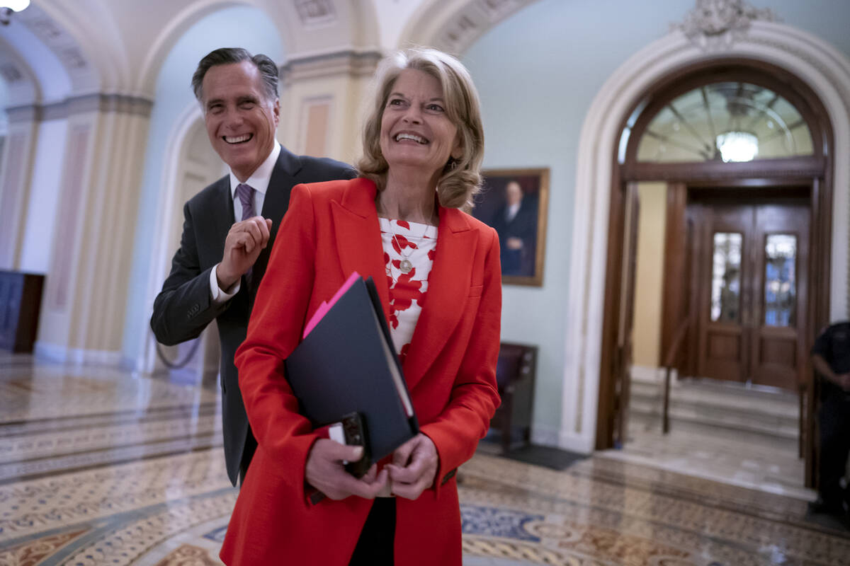 Republican Senators Lisa Murkowski of Alaska, and Mitt Romney of Utah, left, who say they will ...