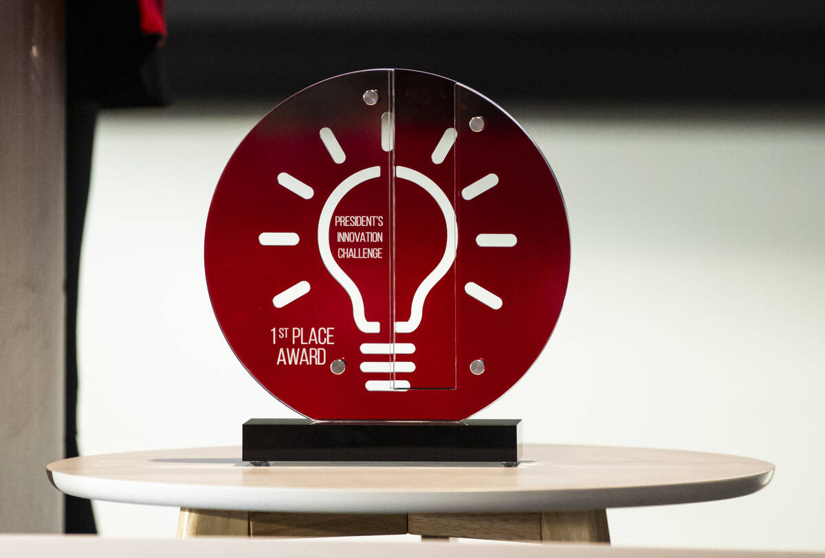 The first place award for the inaugural President’s Innovation Challenge at UNLV is seen ...