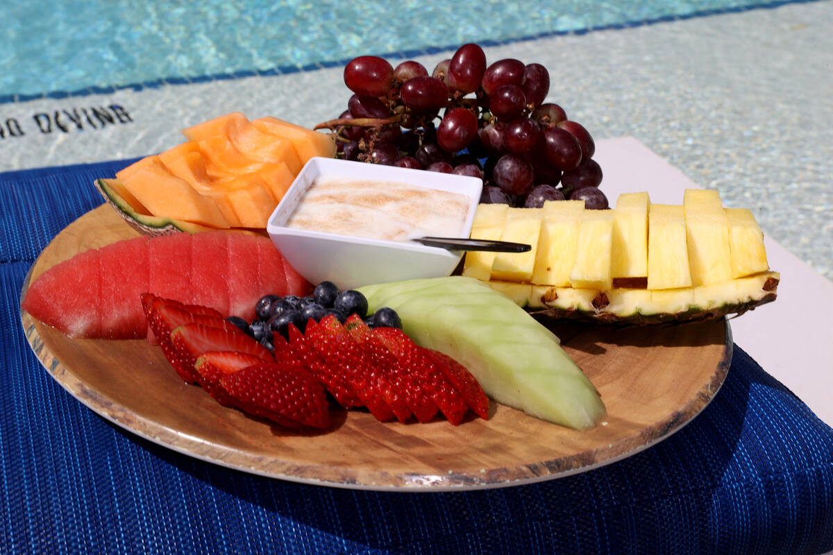 Seasonal Fruit Plate offered poolside at Stadium Swim at Circa in downtown Las Vegas Monday, Ap ...