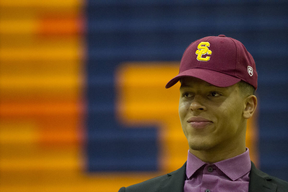 Bishop Gorman's Bubba Bolden, who committed to attending University of Southern California duri ...
