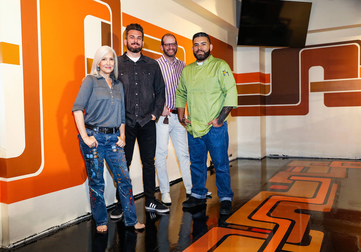 Artist Nancy Good, from left, manager Phil Kotler, Eric Gladstone, and Chef Francisco Alvarez p ...