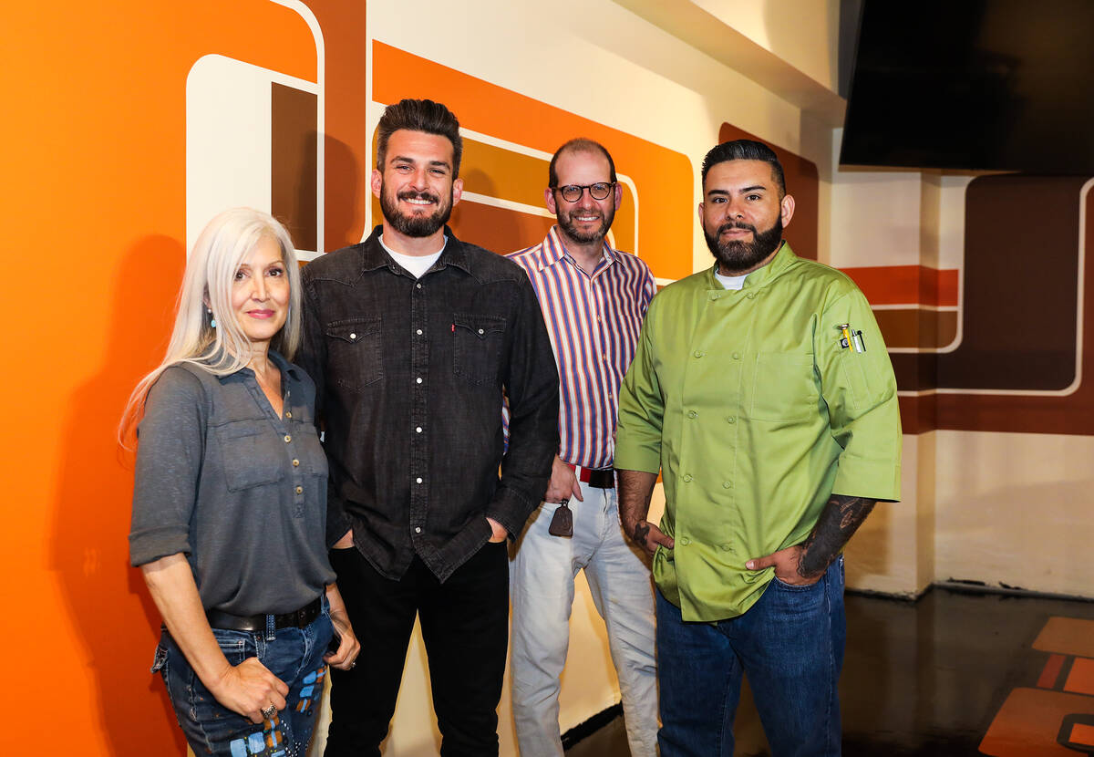 Artist Nancy Good, from left, manager Phil Kotler, Eric Gladstone, and Chef Francisco Alvarez p ...