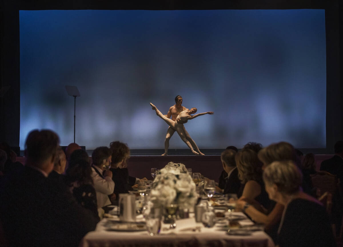 Nevada Ballet Theatre dancers Steven Goforth and Brooke Lyness perform for guests during NBT&#x ...