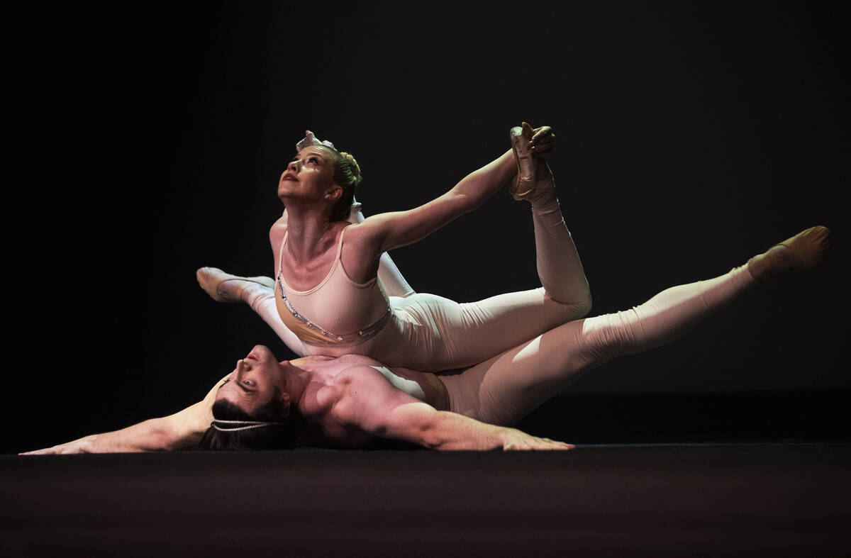 Nevada Ballet Theatre dancers Steven Goforth, bottom, and Brooke Lyness perform during NBT&#x20 ...