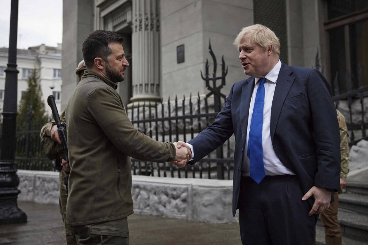 In this image provided by the Ukrainian Presidential Press Office, Ukrainian President Volodymy ...