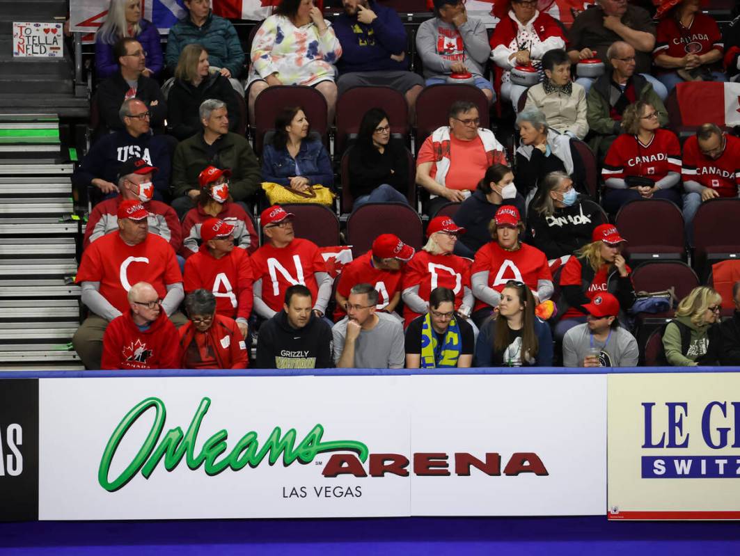 Curling fans watch as Canada competes against Sweden in the gold medal game of the LGT World Me ...